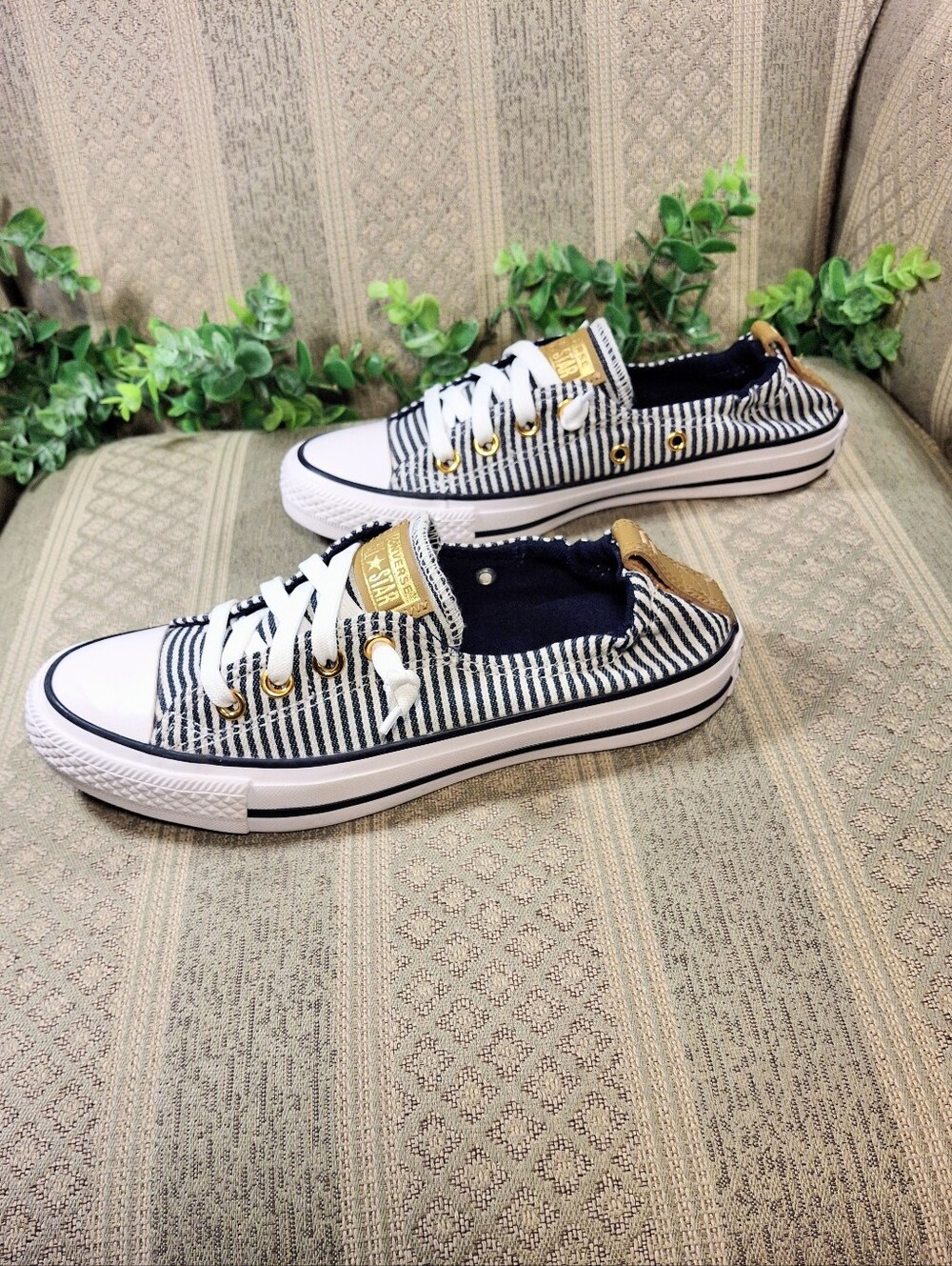 NWOT Converse Gold Shoreline Herringbone Slip On Sneakers - Picture 14 of 15